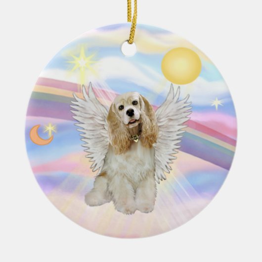 Wolken - Cocker Spaniel (geel) Keramisch Ornament (Voorkant)