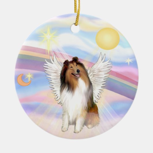 Wolken - Collie (Sable-Wit) Keramisch Ornament (Voorkant)