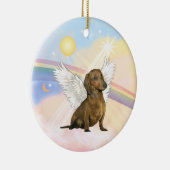 Wolken - Dachshund Engel (bruin) Keramisch Ornament (Rechts)