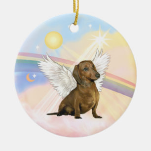 Wolken - Dachshund Engel (bruin) Keramisch Ornament