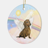 Wolken - Dachshund Engel (bruin) Keramisch Ornament (Links)