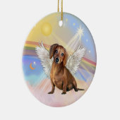Wolken - Dachshund Engel (bruin / rood) Keramisch Ornament (Rechts)