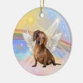 Wolken - Dachshund Engel (bruin / rood) Keramisch Ornament (Links)