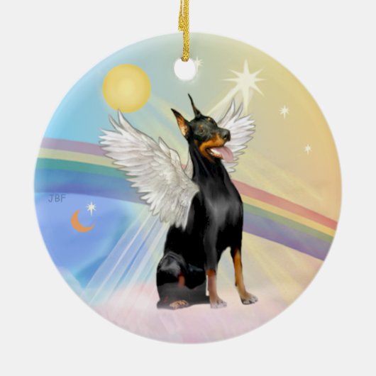 Wolken - Dobermann Pincher (dubbelzijdig) Keramisch Ornament (Achterkant)