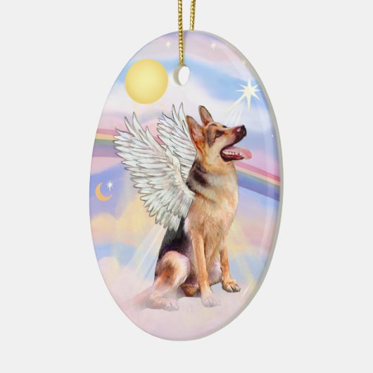 Wolken - Duitse Herder Engel (tri) Keramisch Ornament (Links)