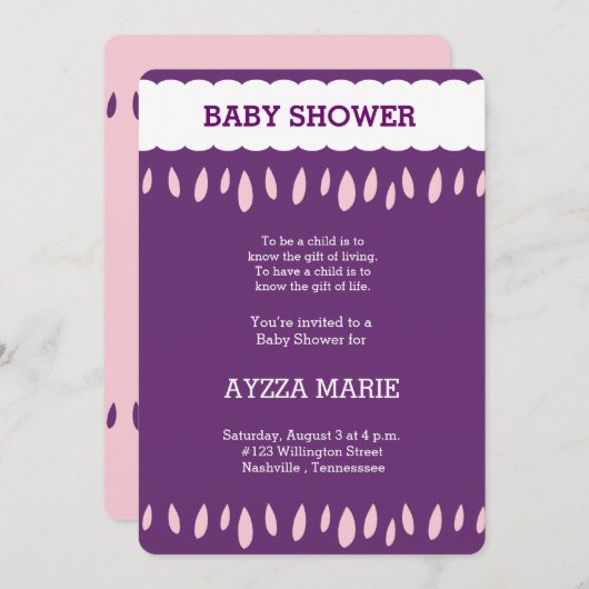 wolken en baby shower kaart (Voorkant / Achterkant)