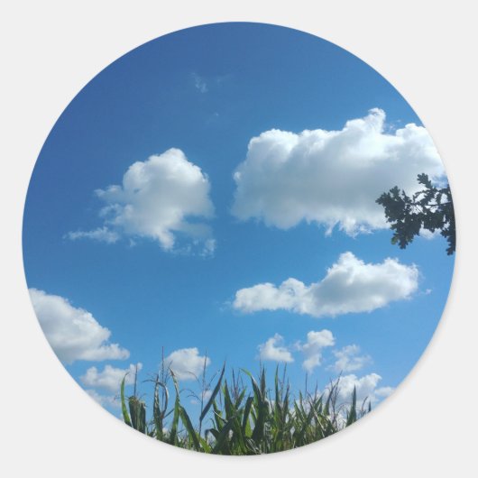 Wolken en blauwe hemel ronde sticker (Voorkant)