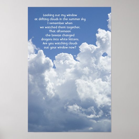 Wolken en de Zomerhemel die u missen Gedicht Poster (Voorkant)