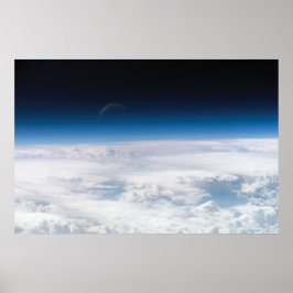 Wolken en Faint Moon Poster