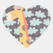 Wolken en Giraffes Hart Sticker (Voorkant)