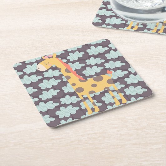 Wolken en Giraffes Kartonnen Onderzetters (Schuin)