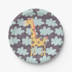 Wolken en Giraffes Papieren Bordje