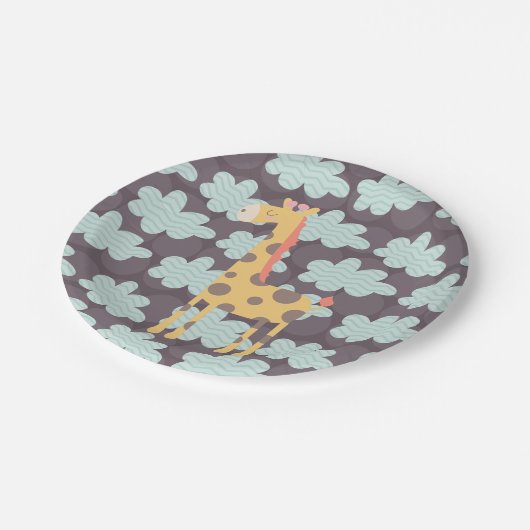 Wolken en Giraffes Papieren Bordje (Gekanteld)