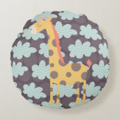 Wolken en Giraffes Rond Kussen (Voorkant)