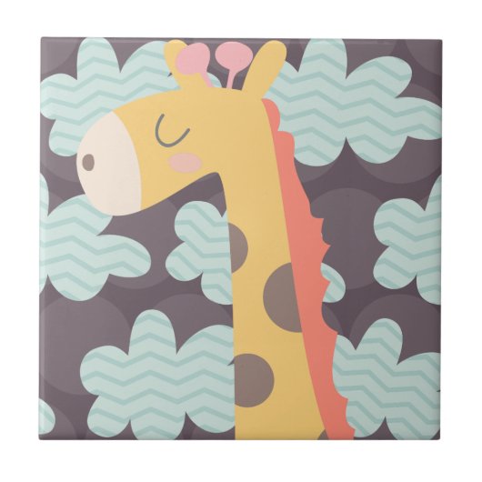 Wolken en Giraffes Tegeltje (Voorkant)