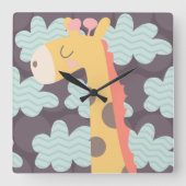 Wolken en Giraffes Vierkante Klok (Voorkant)