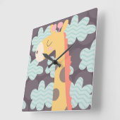 Wolken en Giraffes Vierkante Klok (Hoek)