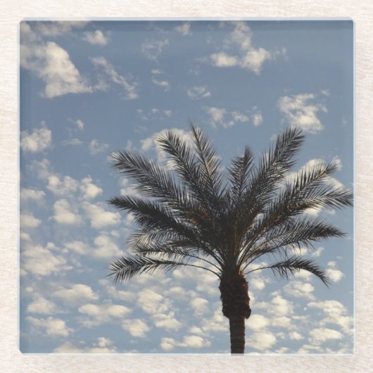 Wolken en Palm Tree Glass Onderzetter (Voorkant)