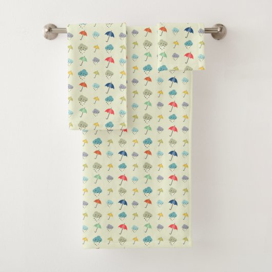 Wolken en paraplu's Cute Modern Pattern Bad Handdoek (Insitu)