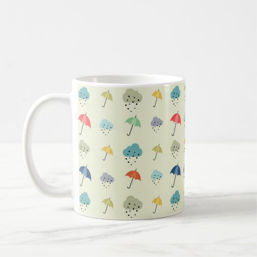 Wolken en paraplu's Cute Modern Pattern Koffiemok (Links)