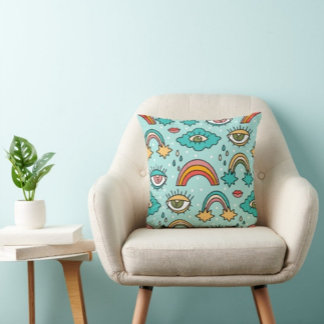 Wolken en regenboog print modern | Sierkussens | Kussen