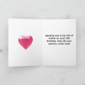 Wolken en Roze Hart Pareltjes 12e Verjaardag Kaart (Binnen)