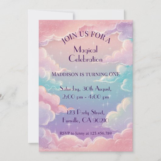 Wolken en Sterren Aangepaste Verjaardag Kaart (Voorkant)