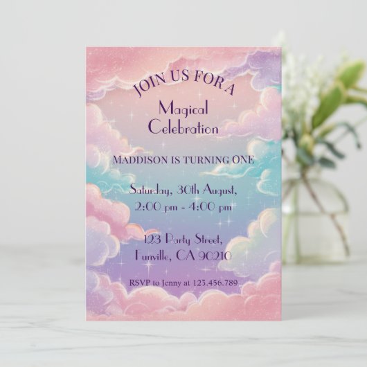 Wolken en Sterren Aangepaste Verjaardag Kaart (Staand voorkant)