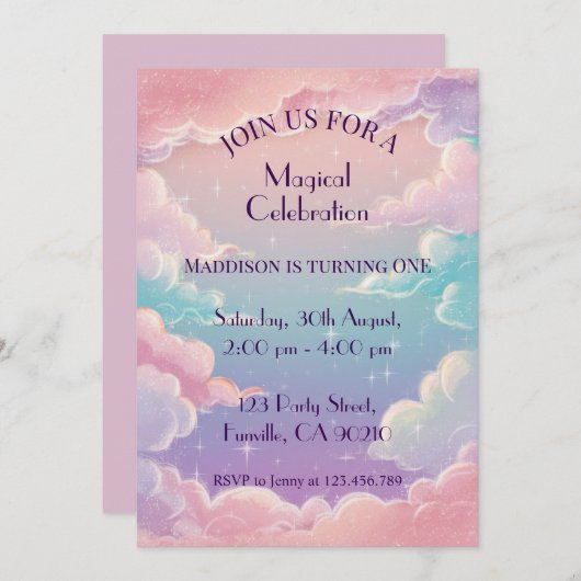 Wolken en Sterren Aangepaste Verjaardag Kaart (Voorkant / Achterkant)