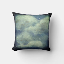 Wolken en sterren nachtblauw wit