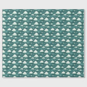 Wolken en sterren op Dark Blauwgroen Cadeaupapier (Vlak)