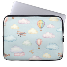 Wolken en vliegtuigen van Natasha Us Laptop Sleeve
