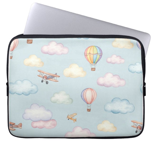 Wolken en vliegtuigen van Natasha Us Laptop Sleeve (Voorkant)