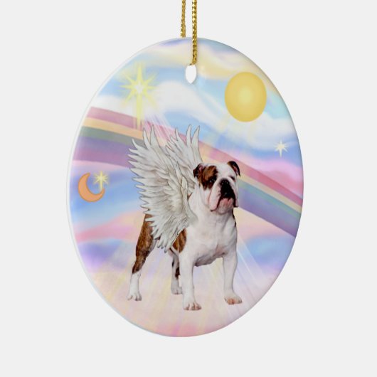 Wolken - Engelse Bulldog (bruin-wit) Keramisch Ornament (Rechts)