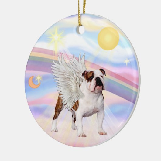 Wolken - Engelse Bulldog (bruin-wit) Keramisch Ornament (Links)
