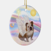 Wolken - Engelse Bulldog Engel Keramisch Ornament (Rechts)