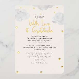 Wolken Genderneutraal Baby shower plat Dank u Folie Uitnodiging