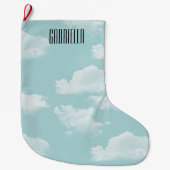 Wolken gepersonaliseerd grote kerstsok (Voorkant)