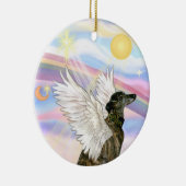 Wolken - Gestreepte Greyhound Keramisch Ornament (Rechts)
