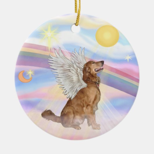 Wolken - Golden Retriever Angel Keramisch Ornament (Voorkant)