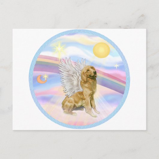Wolken - Golden Retriever (B1) Engel Briefkaart (Voorkant)
