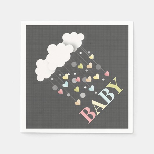Wolken + Harten Baby showers servetten (Voorkant)