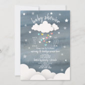 Wolken Harten + Sterren Neutraal Baby shower Kaart (Voorkant)