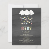 Wolken + Harten Waterverf Neutraal Baby shower Kaart (Voorkant)