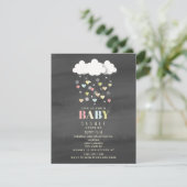 Wolken + Harten Waterverf Neutraal Baby shower Kaart (Staand voorkant)
