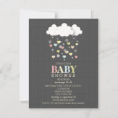 Wolken + Hartjes Neutrale Baby Shower Kaart (Voorkant)