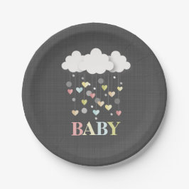 Wolken + Hearts Neutraal Baby shower Papieren Bordje