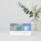 Wolken & Hemel Verlichte Cross Religieus Visitekaa Visitekaartje (Staand voorkant)