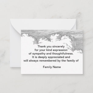 Wolken in de lucht na de begrafenis Dank u kaarten Notitiekaartje