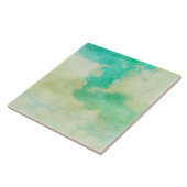 Wolken in de lucht schilderen blauwgroen en crème tegeltje (Zijkant)